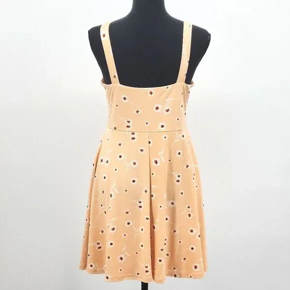 Altar'd State Bow Tie Front Floral Skater Mini Dress Medium Retro Pinup Summer - Picture 3 of 12